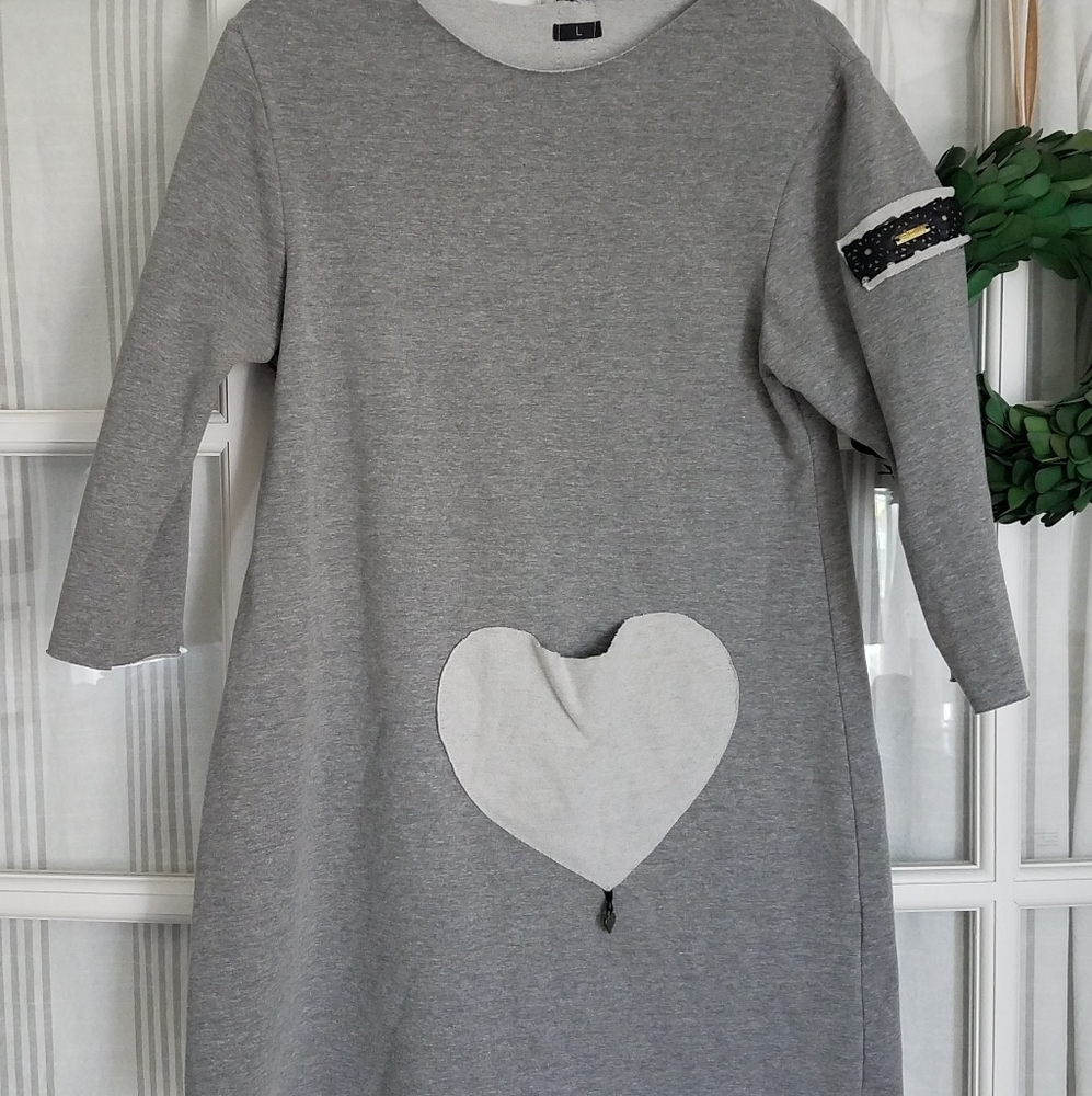 EUC Gray Heart Tunic size large
